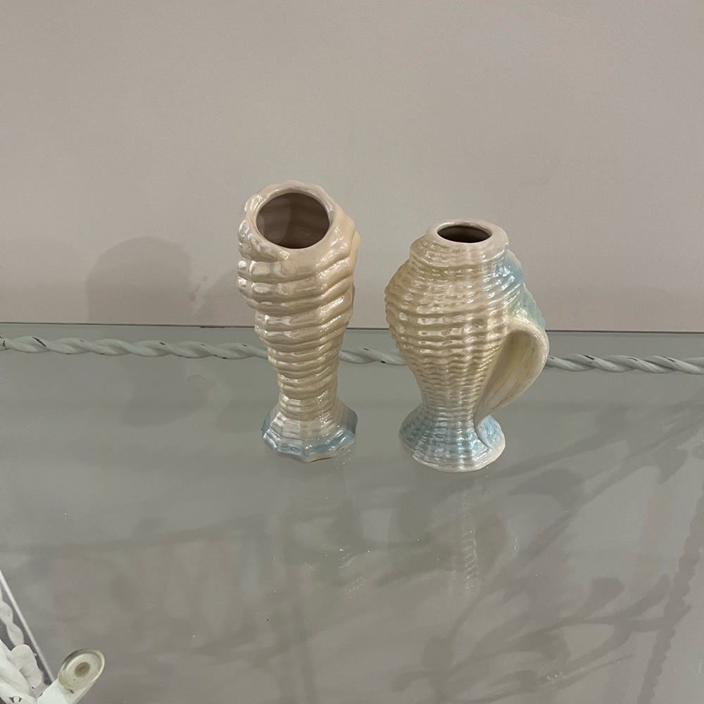 🌊 Cute Ceramic Vases in Seashell Shapes (Set of 2) 🌊